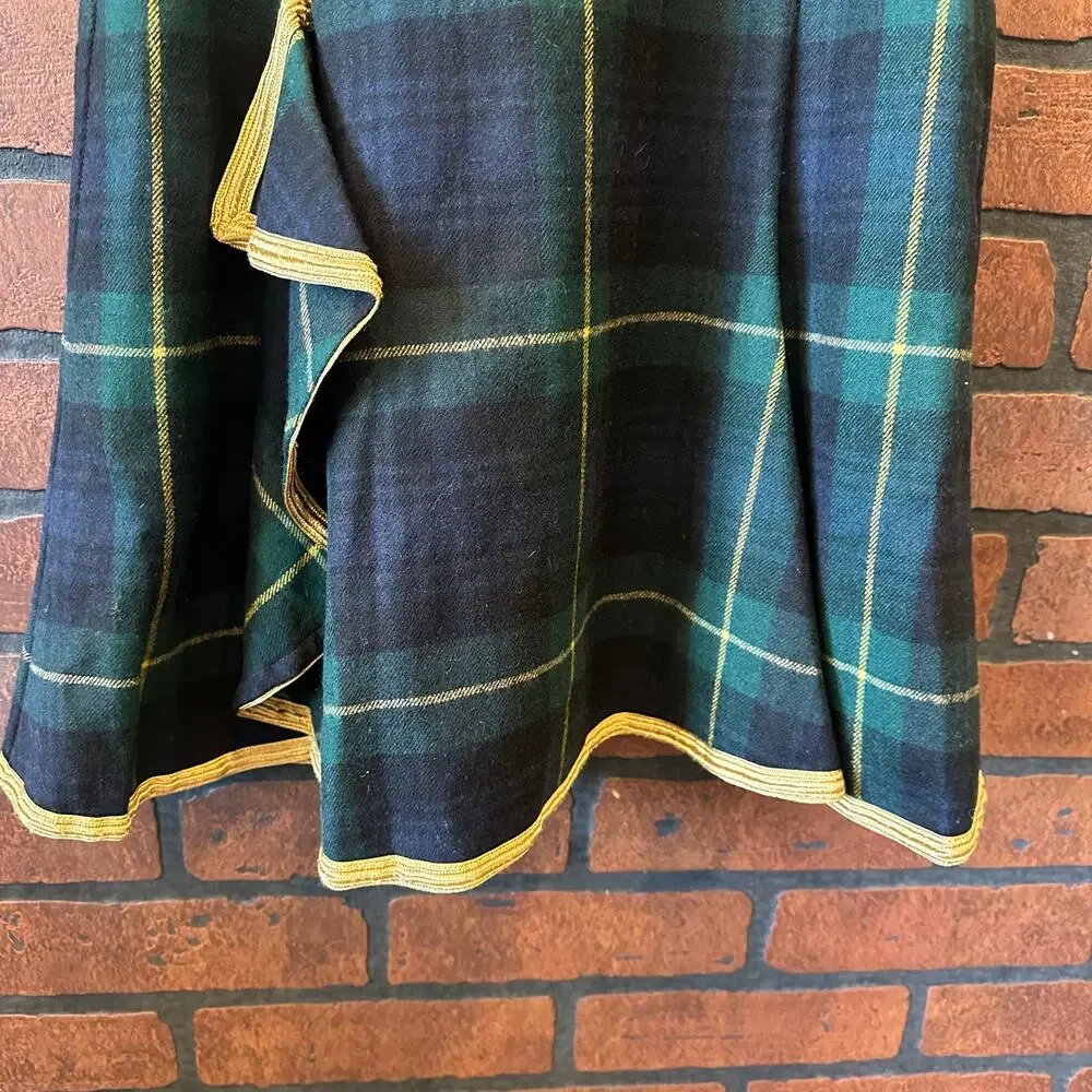 Ralph Lauren Green Plaid Wool Blend Dress - Size 14 New With Tags Winter Formal
